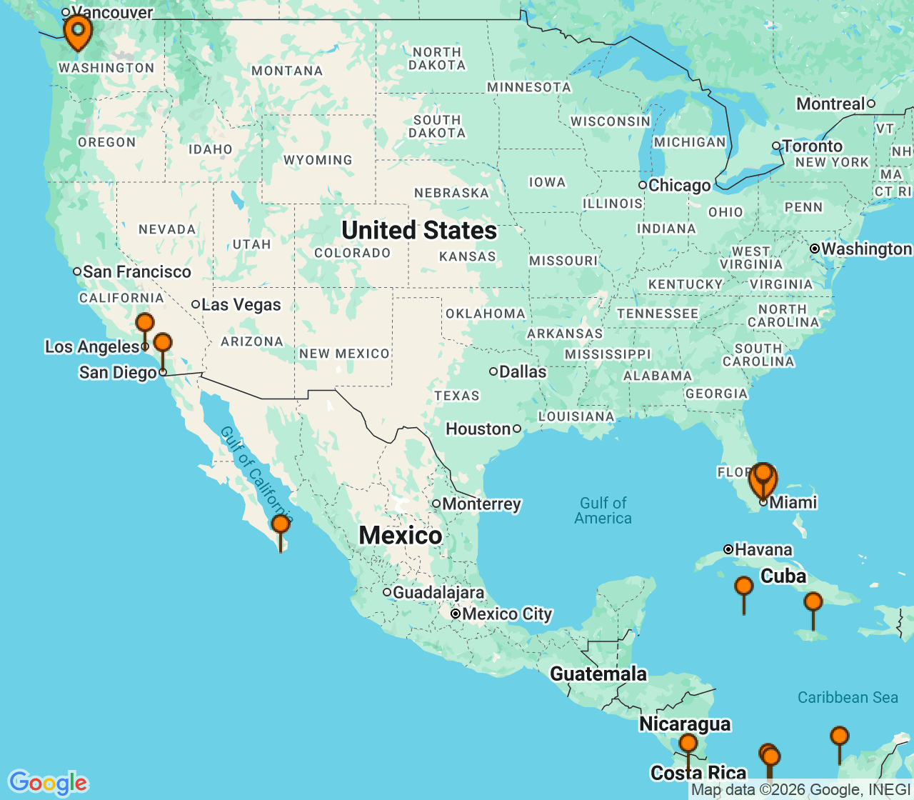 Harta itinerariu Croaziera 2026 - Repozitionari si Transoceanic (Seattle, WA) - MSC Cruises - MSC Poesia - 24 nopti
