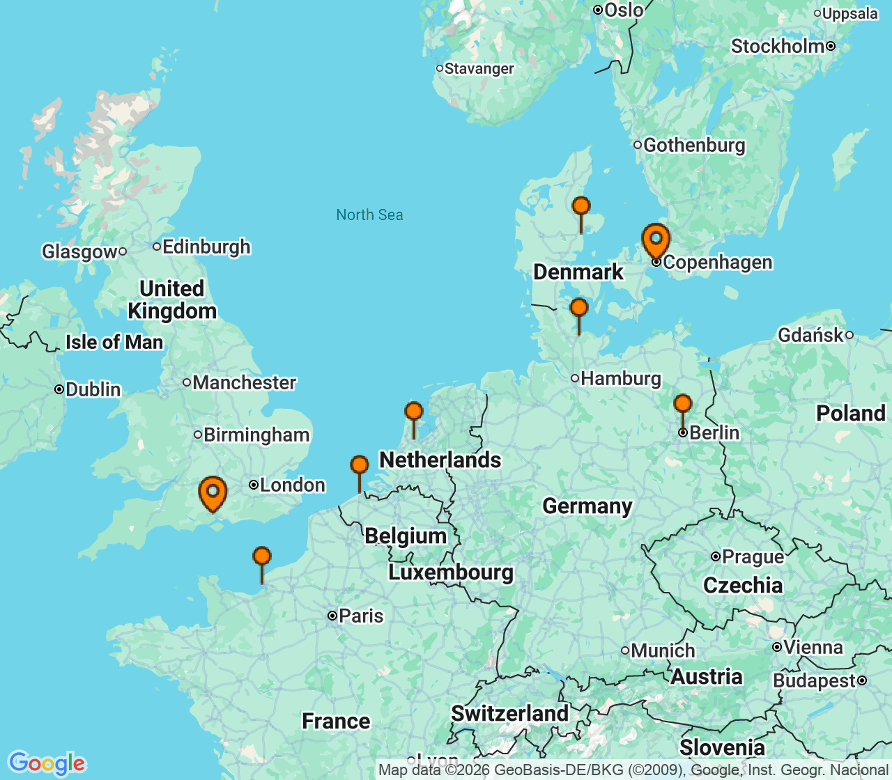 Harta itinerariu Croaziera 2028 - Europa de Nord (Southampton, Anglia) - Norwegian Cruise Line - Norwegian Jewel - 9 nopti