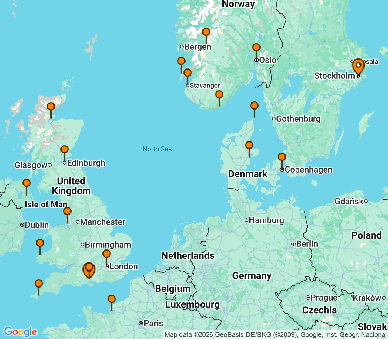 Harta itinerariu Croaziera 2027 - Europa de Nord (Stockholm, Suedia) - Silversea Cruises - Silver Spirit - 23 nopti