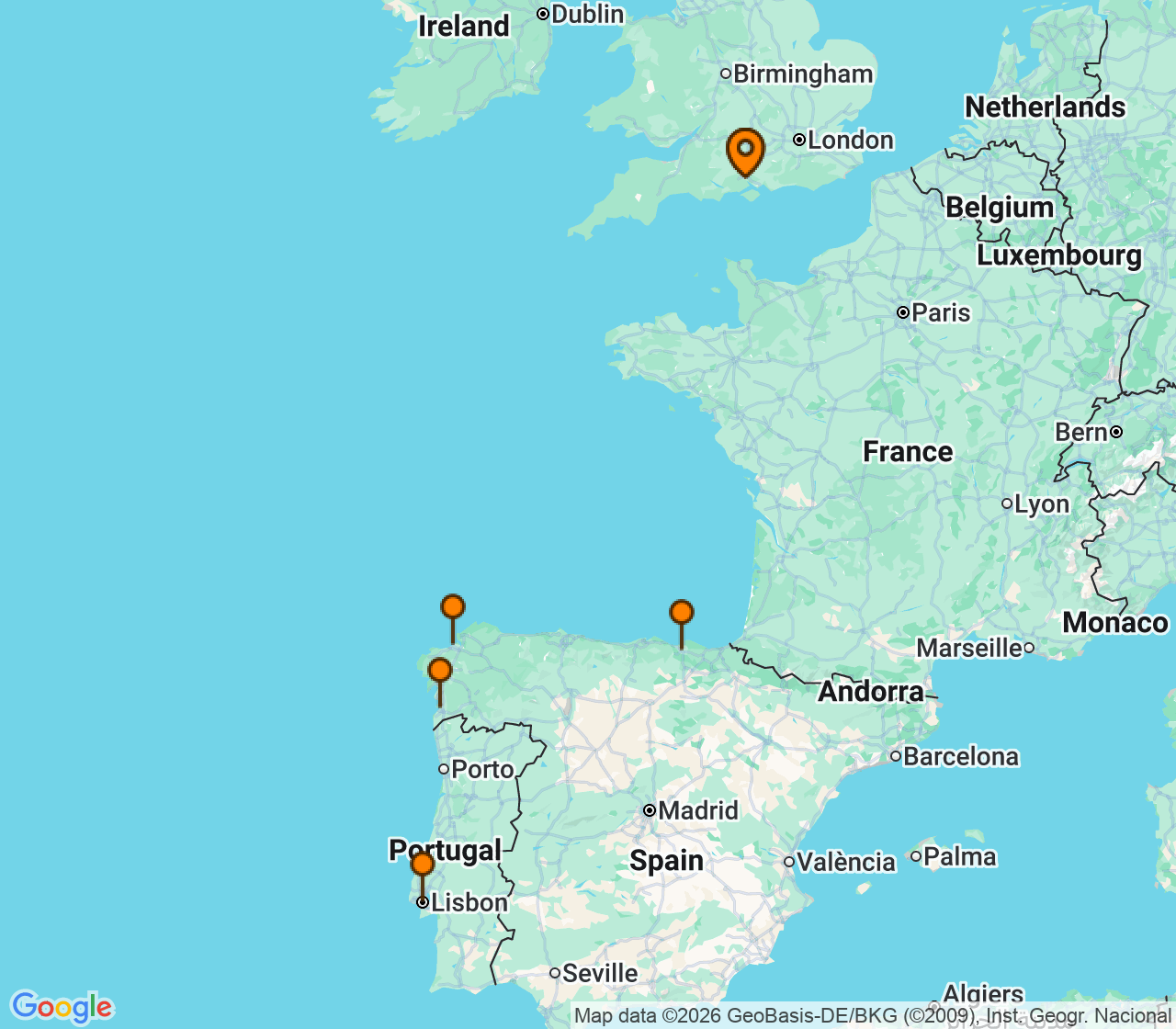 Harta itinerariu Croaziera 2027 - Europa de Nord (Southampton, Anglia) - Royal Caribbean Cruise Line - Freedom of the Seas - 8 nopti