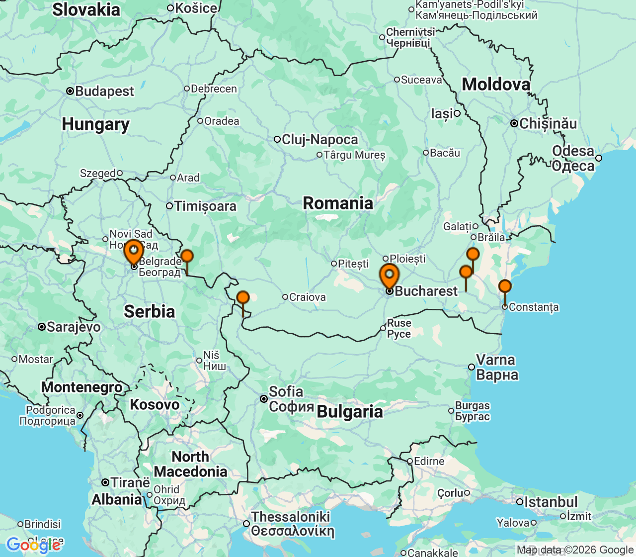 Harta itinerariu Croaziera 2028 - Europa de Nord (Belgrad, Serbia) - Uniworld River Cruises - S.S. Helen - 8 nopti