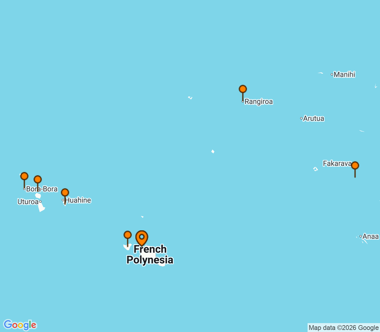 Harta itinerariu Croaziera 2028 - Tahiti si Pacificul de Sud (Papeete, Tahiti, Polinezia Franceza) - Paul Gauguin Cruises - m/s Paul Gauguin - 10 nopti