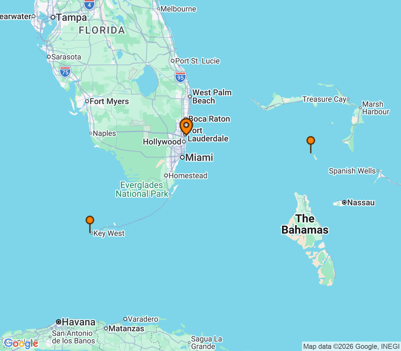 Harta itinerariu Croaziera 2027 - Caraibe si America Centrala (Fort Lauderdale, Florida) - Celebrity Cruises - Celebrity Reflection - 4 nopti
