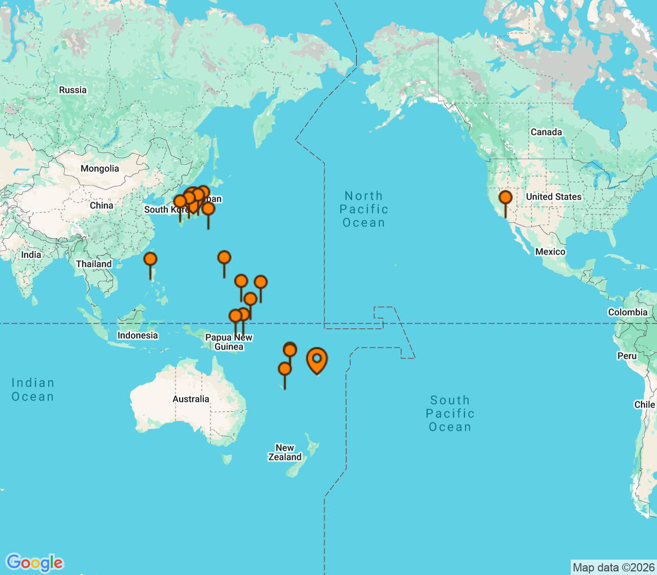 Harta itinerariu Croaziera 2027 - Tahiti si Pacificul de Sud (Lautoka, Fiji) - Silversea Cruises - Silver Cloud Expedition - 32 nopti