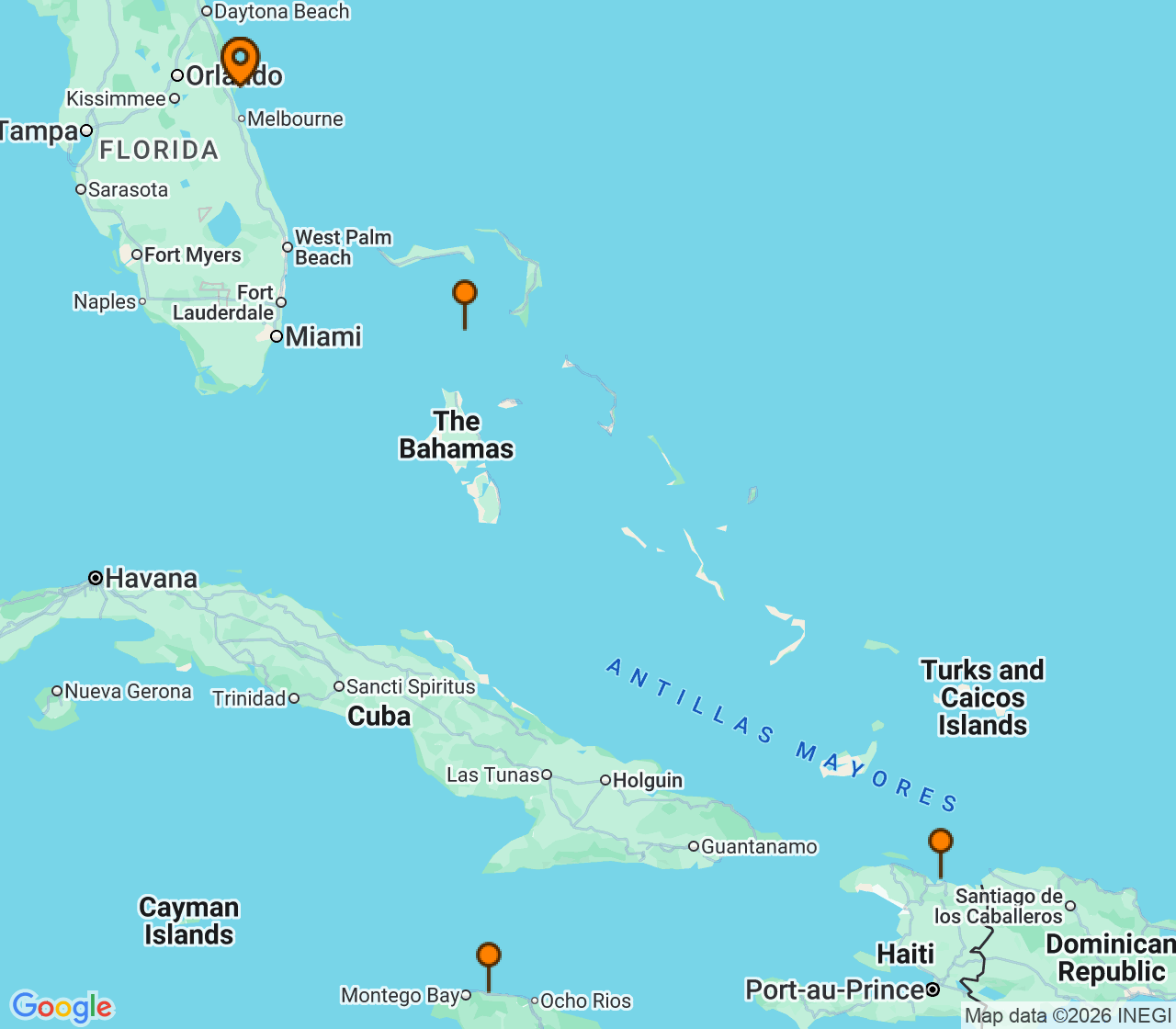 Harta itinerariu Croaziera 2027 - Caraibe si America Centrala (Port Canaveral, FL) - Royal Caribbean Cruise Line - Star of the Seas - 7 nopti