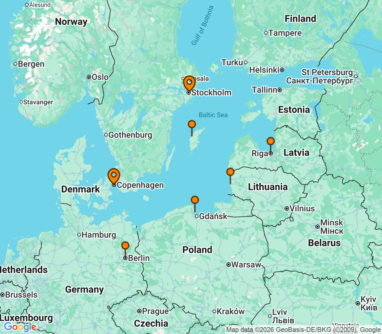 Harta itinerariu Croaziera 2028 - Europa de Nord (Stockholm, Suedia) - Explora Journeys - Explora IV - 7 nopti