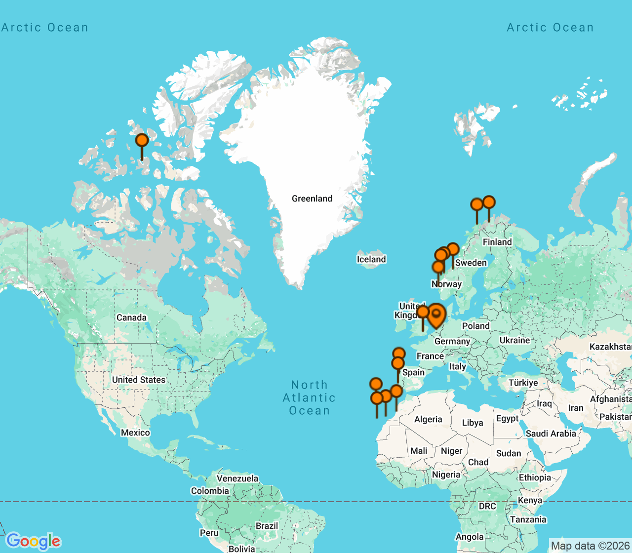 Harta itinerariu Croaziera 2028 - Europa de Nord (Rotterdam, Olanda) - Holland America Line - Nieuw Statendam - 28 nopti