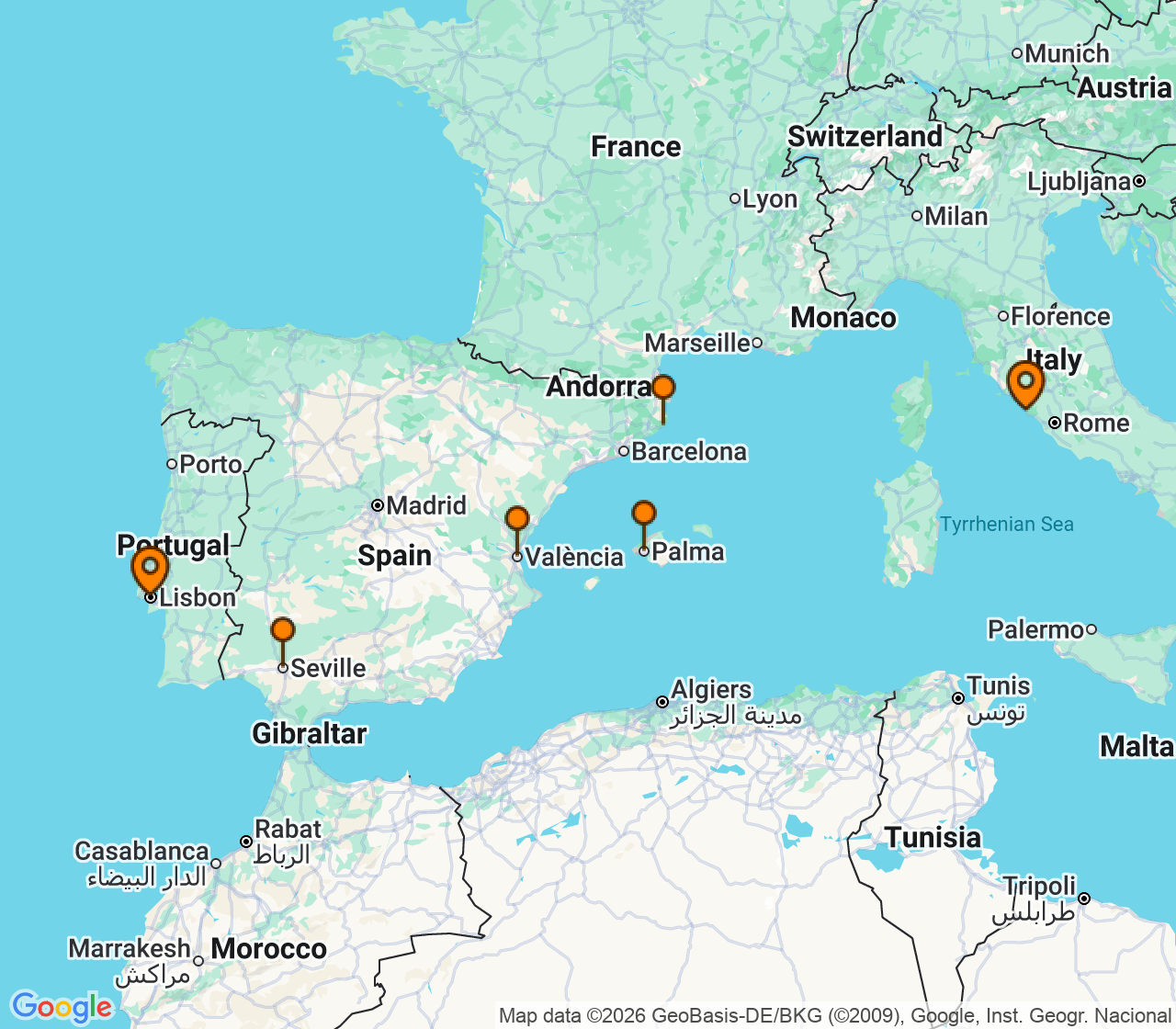 Harta itinerariu Croaziera 2028 - Africa (Lisabona, Portugalia) - Silversea Cruises - Silver Shadow - 13 nopti