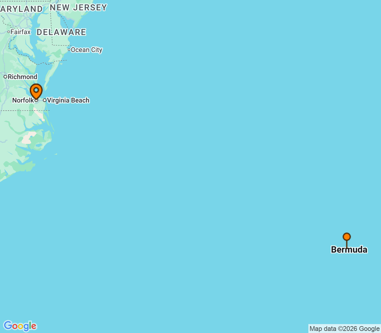 Harta itinerariu Croaziera 2027 - Caraibe si America Centrala (Norfolk, SUA) - Carnival Cruise Line - Carnival Freedom - 6 nopti