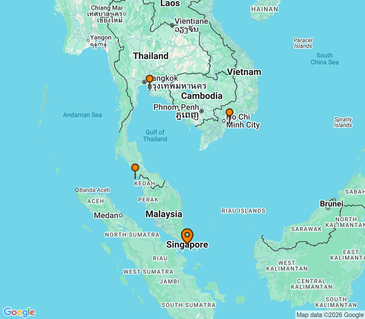 Harta itinerariu Croaziera 2027 - Asia (Orientul Indepartat) (Singapore) - Royal Caribbean Cruise Line - Navigator of the Seas - 10 nopti