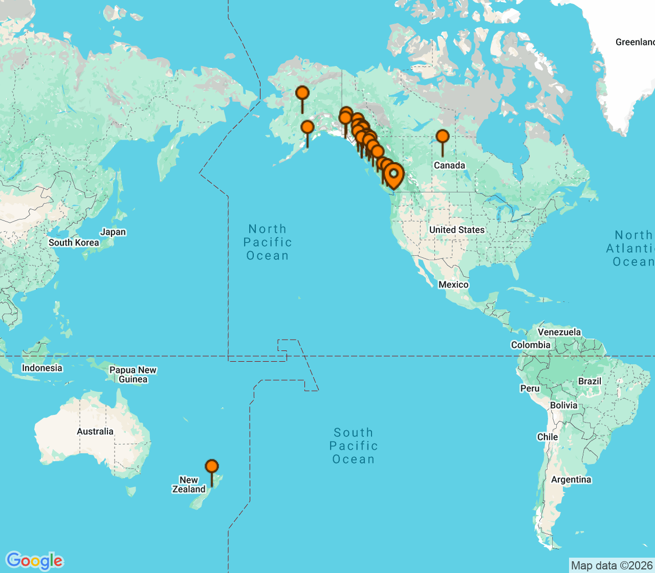 Harta itinerariu Croaziera 2027 - Alaska (Vancouver, Canada) - Seabourn - Seabourn Encore - 14 nopti