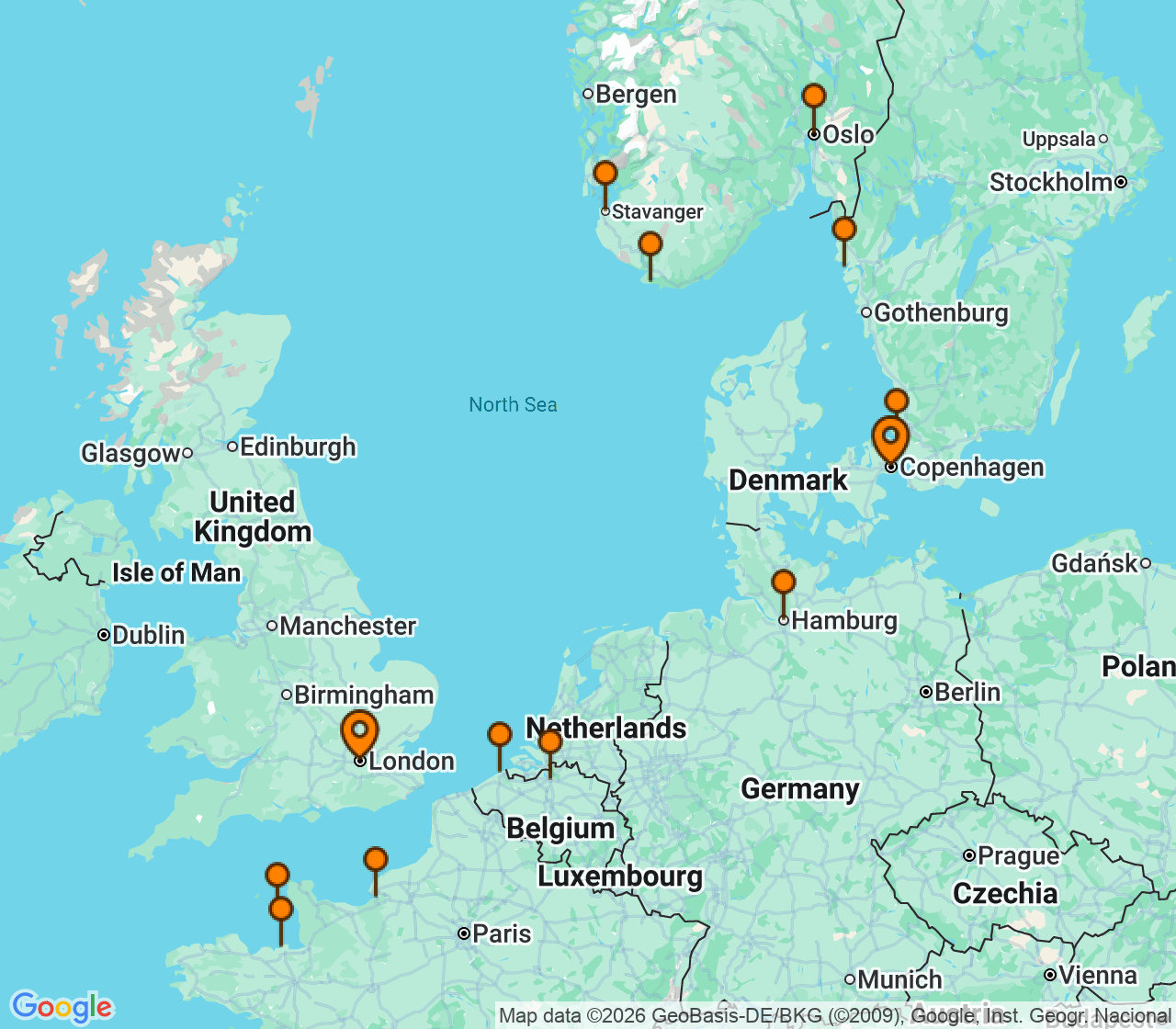 Harta itinerariu Croaziera 2028 - Europa de Nord (Copenhaga, Danemarca) - Seabourn - Seabourn Quest - 14 nopti