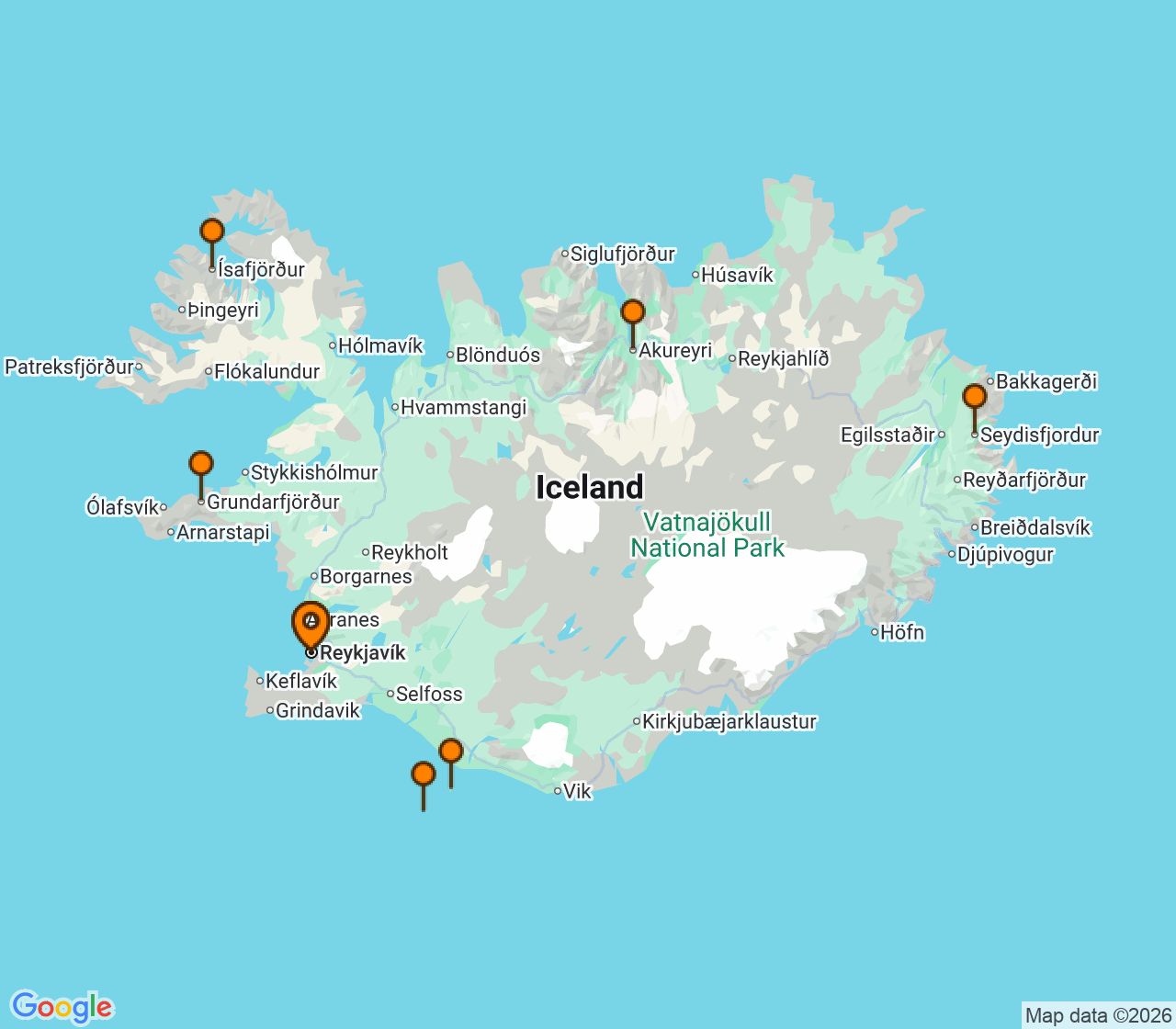 Harta itinerariu Croaziera 2027 - Europa de Nord (Reykjavik, Islanda) - Windstar Cruises - Star Pride - 7 nopti