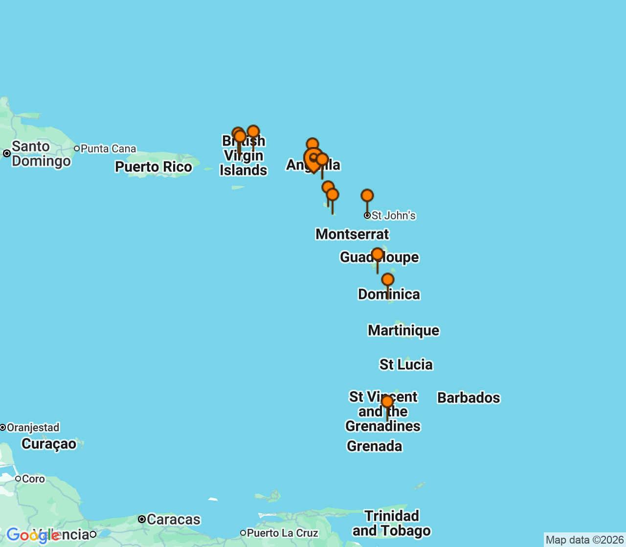 Harta itinerariu Croaziera 2027 - Caraibe si America Centrala (Philipsburg, St. Maarten) - Windstar Cruises - Wind Surf - 14 nopti