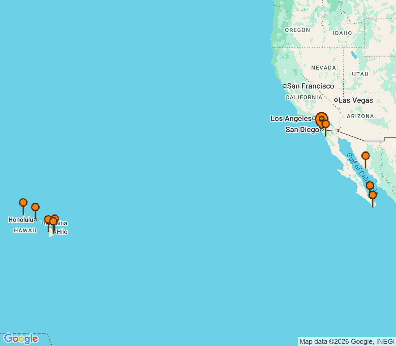 Harta itinerariu Croaziera 2027 - Hawaii (San Diego, CA) - Holland America Line - Koningsdam - 24 nopti