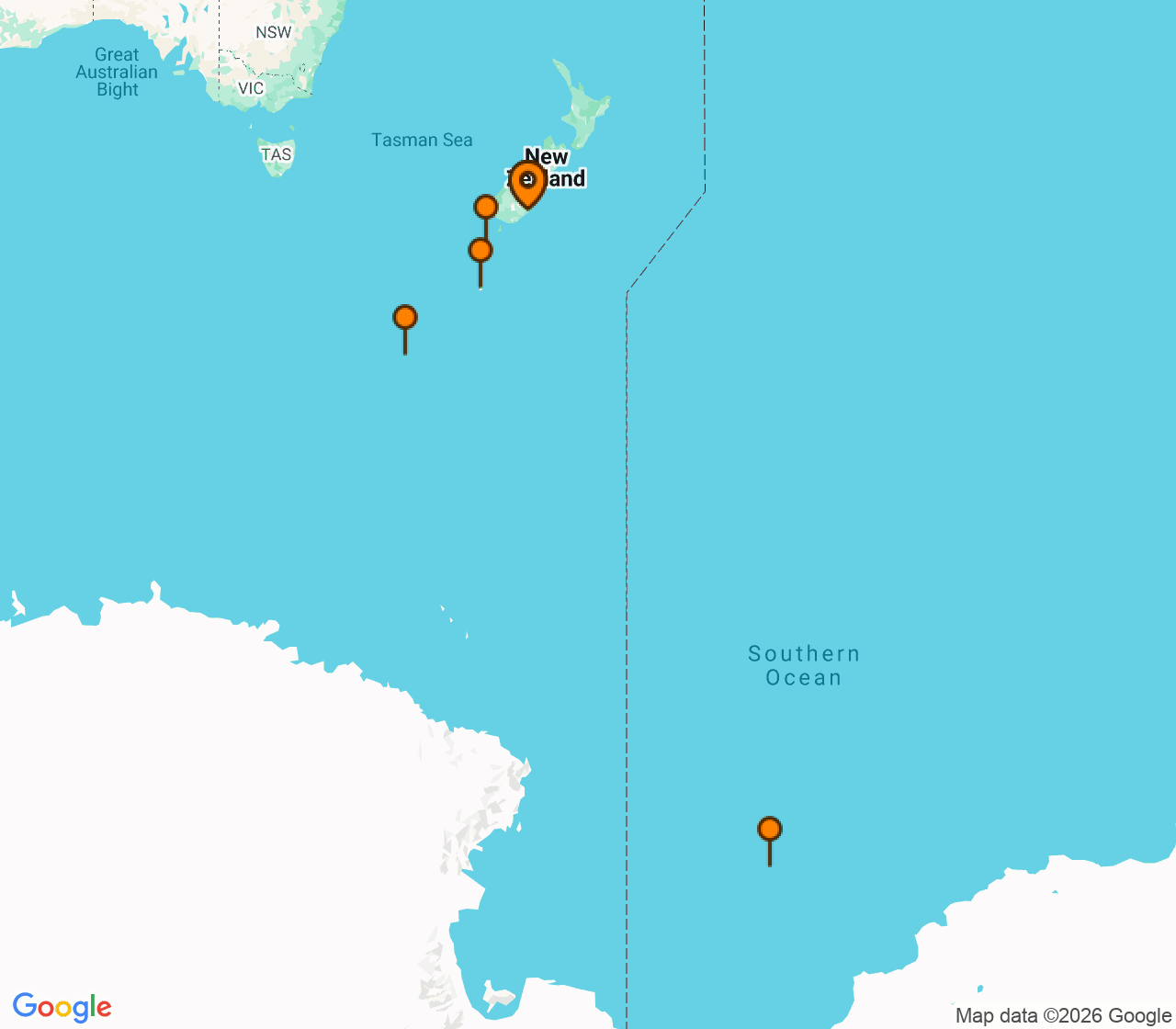Harta itinerariu Croaziera 2027 - Grand Voyage si Tematice (Dunedin (Port Chalmers), Noua Zeelanda) - Ponant - Le Soleal - 21 nopti