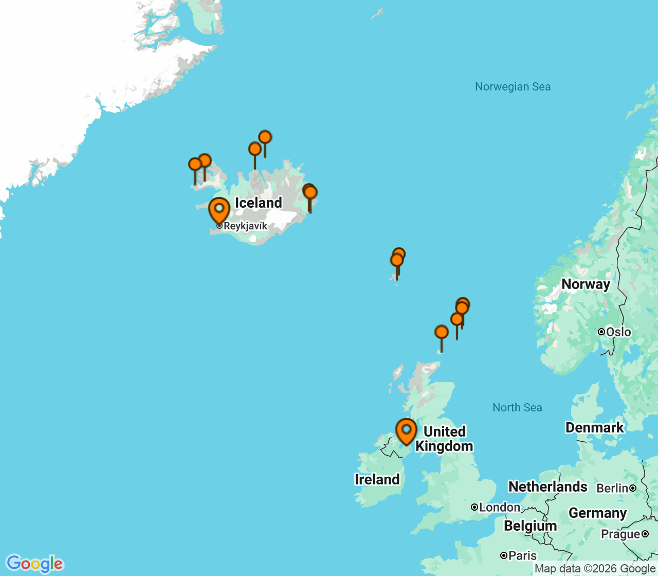 Harta itinerariu Croaziera 2027 - Mediterana (Belfast, Irlanda de Nord) - Seabourn - Seabourn Venture - 14 nopti
