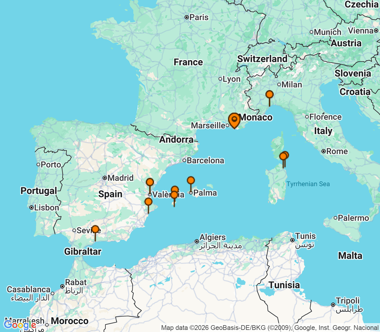 Harta itinerariu Croaziera 2027 - Grand Voyage si Tematice (La Seyne-sur-Mer, Franta) - Costa Cruises - Costa Fascinosa - 14 nopti