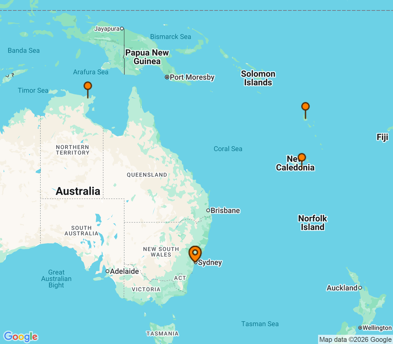 Harta itinerariu Croaziera 2027 - Tahiti si Pacificul de Sud (Sydney, Australia) - Royal Caribbean Cruise Line - Anthem Of The Seas - 9 nopti