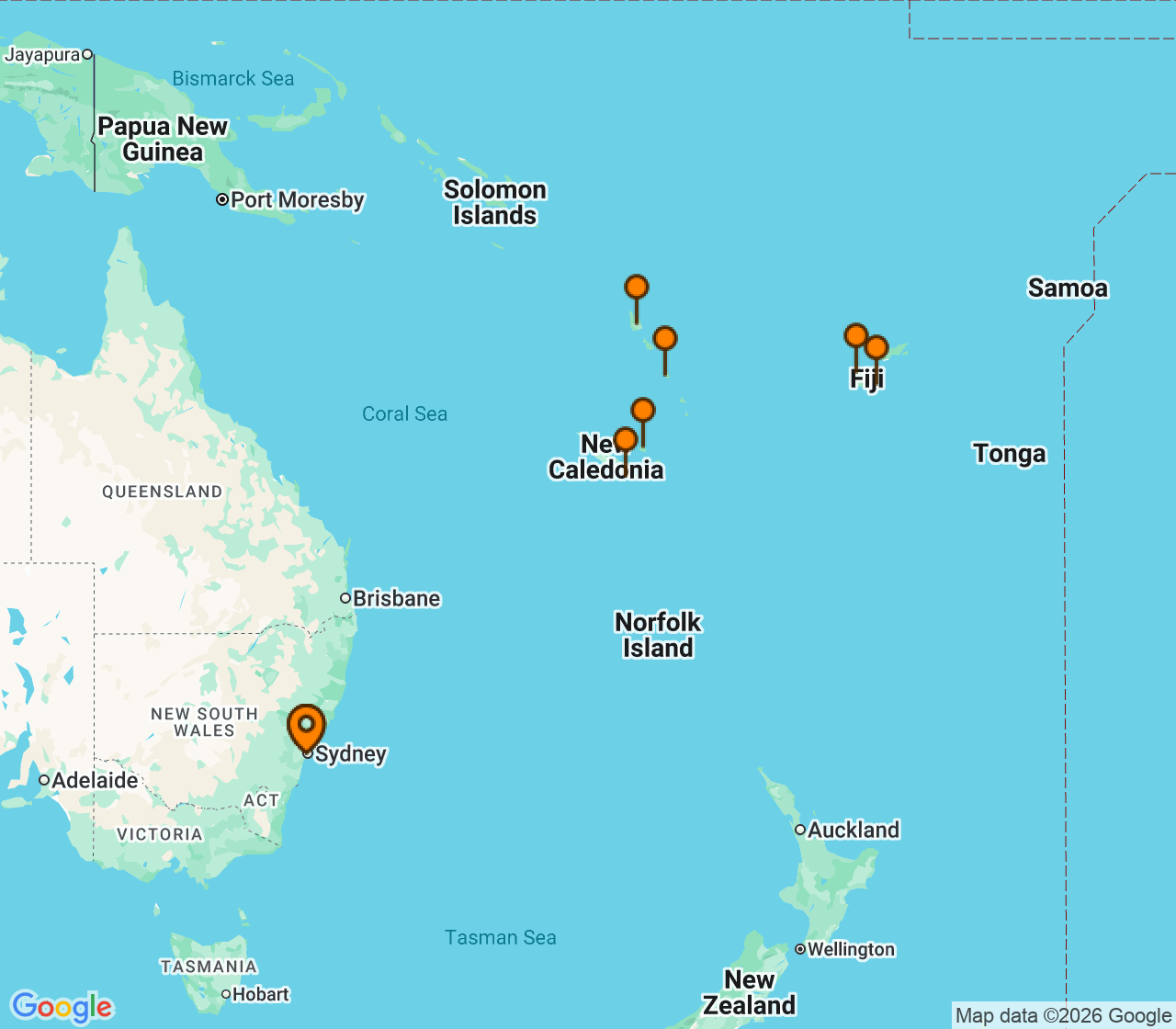 Harta itinerariu Croaziera 2027 - Australia si Noua Zeelanda (Sydney, Australia) - Celebrity Cruises - Celebrity Edge - 14 nopti