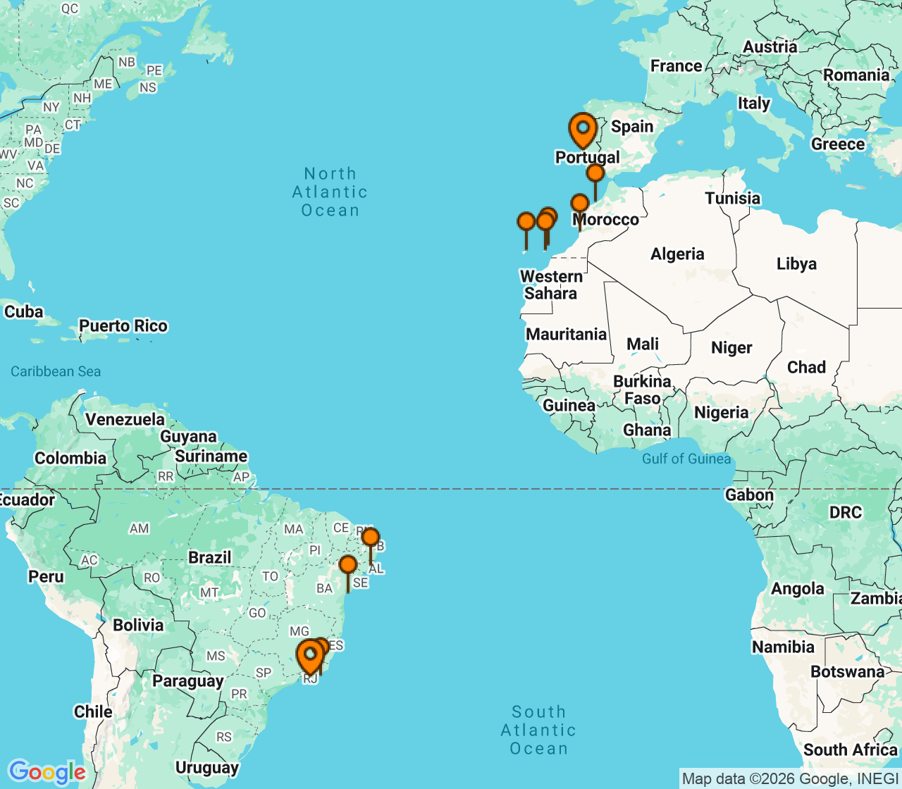 Harta itinerariu Croaziera 2028 - Grand Voyage si Tematice (Rio de Janeiro, Brazilia) - Explora Journeys - Explora I - 17 nopti