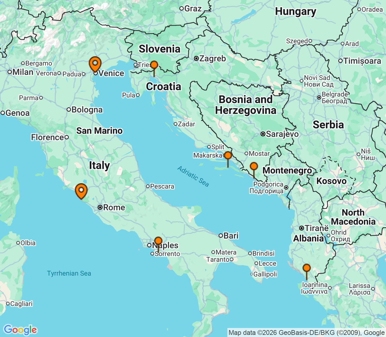 Harta itinerariu Croaziera 2028 - Mediterana (Roma (Civitavecchia), Italia) - Explora Journeys - Explora VI - 7 nopti