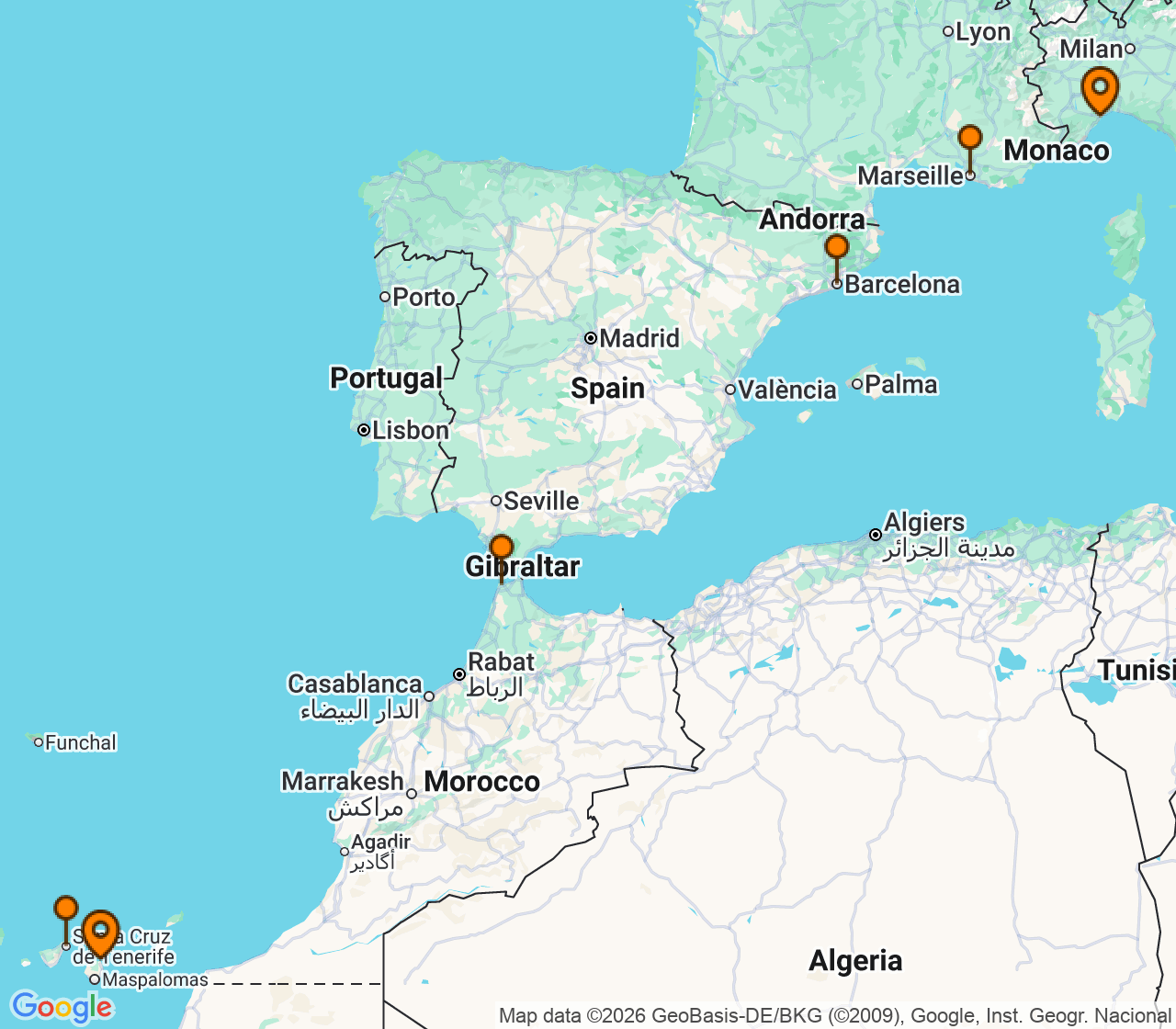 Harta itinerariu Croaziera 2028 - Repozitionari si Transoceanic (Las Palmas, Insulele Canare) - Costa Cruises - Costa Smeralda - 7 nopti