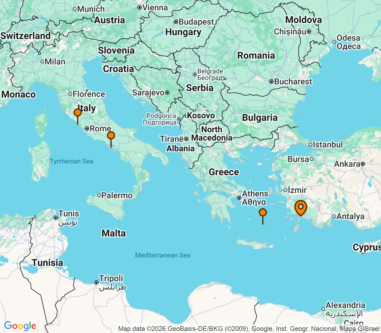Harta itinerariu Croaziera 2027 - Mediterana (Marmaris, Turcia) - MSC Cruises - MSC Divina - 6 nopti