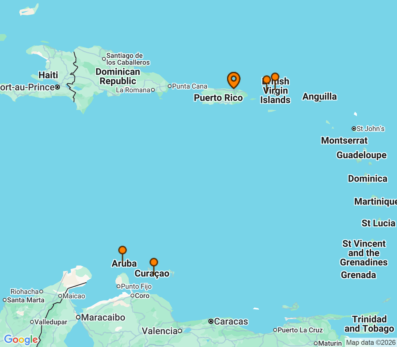 Harta itinerariu Croaziera 2028 - Caraibe si America Centrala (San Juan, Puerto Rico) - Norwegian Cruise Line - Norwegian Prima - 7 nopti