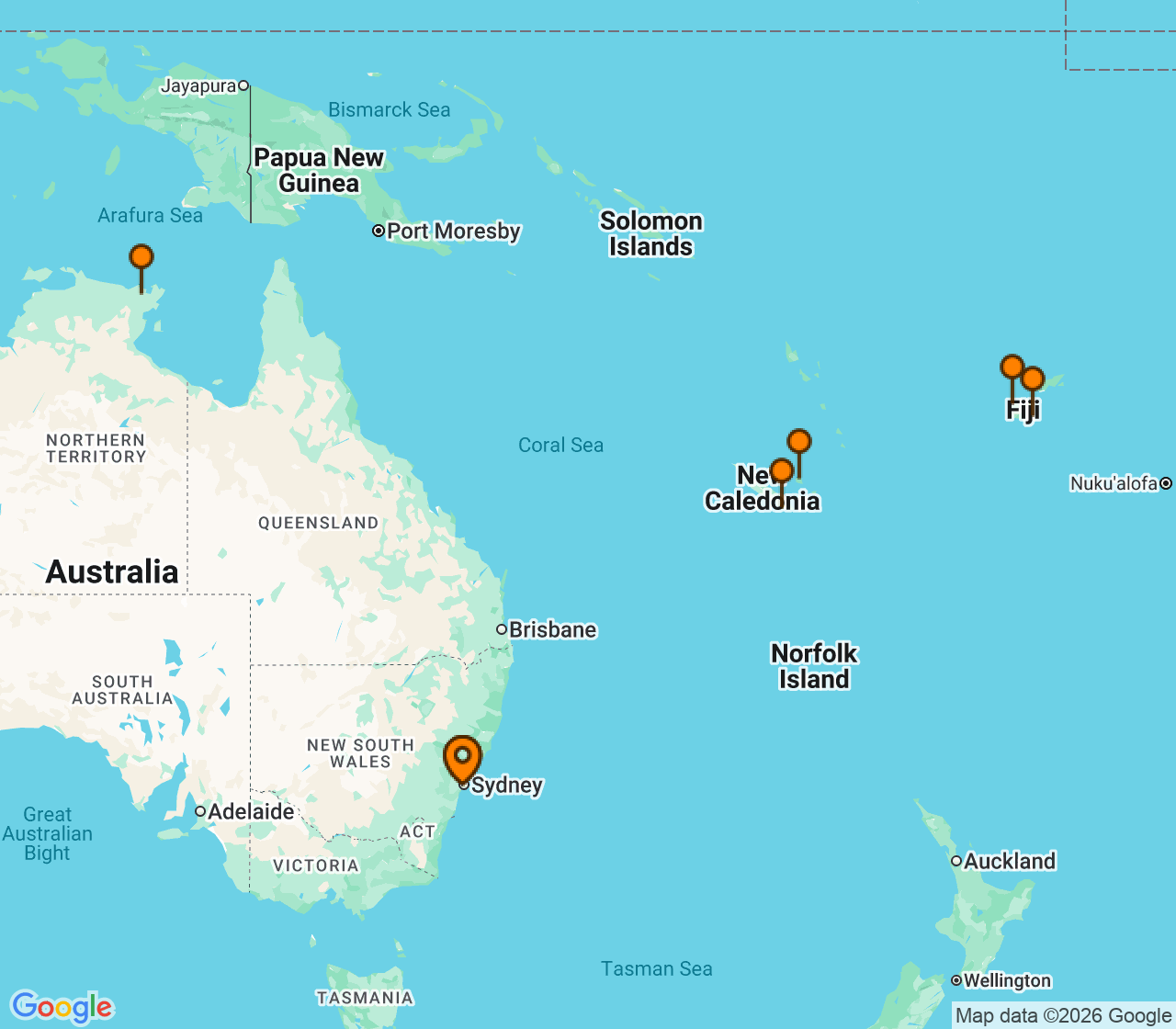Harta itinerariu Croaziera 2028 - Australia si Noua Zeelanda (Sydney, Australia) - Celebrity Cruises - Celebrity Solstice - 12 nopti