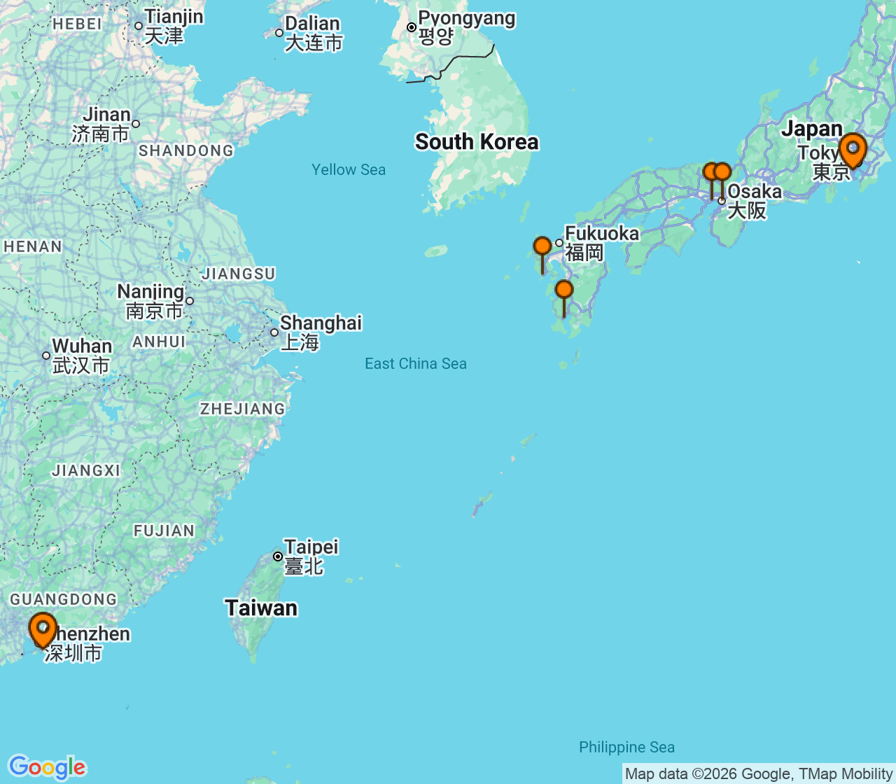 Harta itinerariu Croaziera 2028 - Asia (Orientul Indepartat) (Hong Kong, China) - Royal Caribbean Cruise Line - Voyager of the Seas - 1 noapte