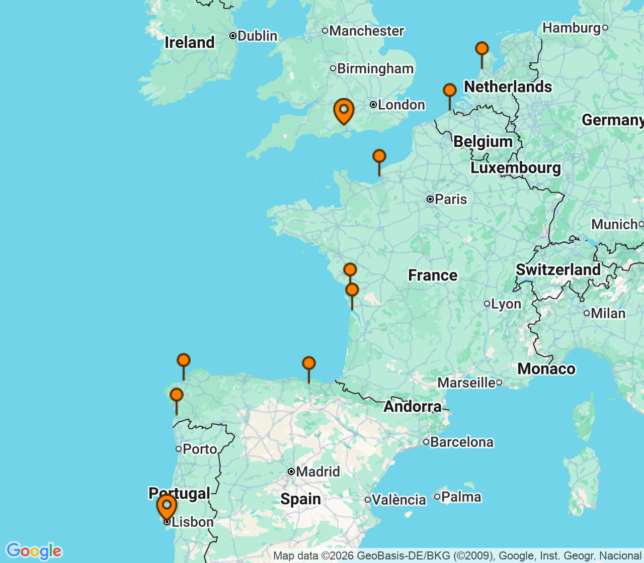 Harta itinerariu Croaziera 2028 - Europa de Nord (Southampton, Anglia) - Norwegian Cruise Line - Norwegian Star - 10 nopti