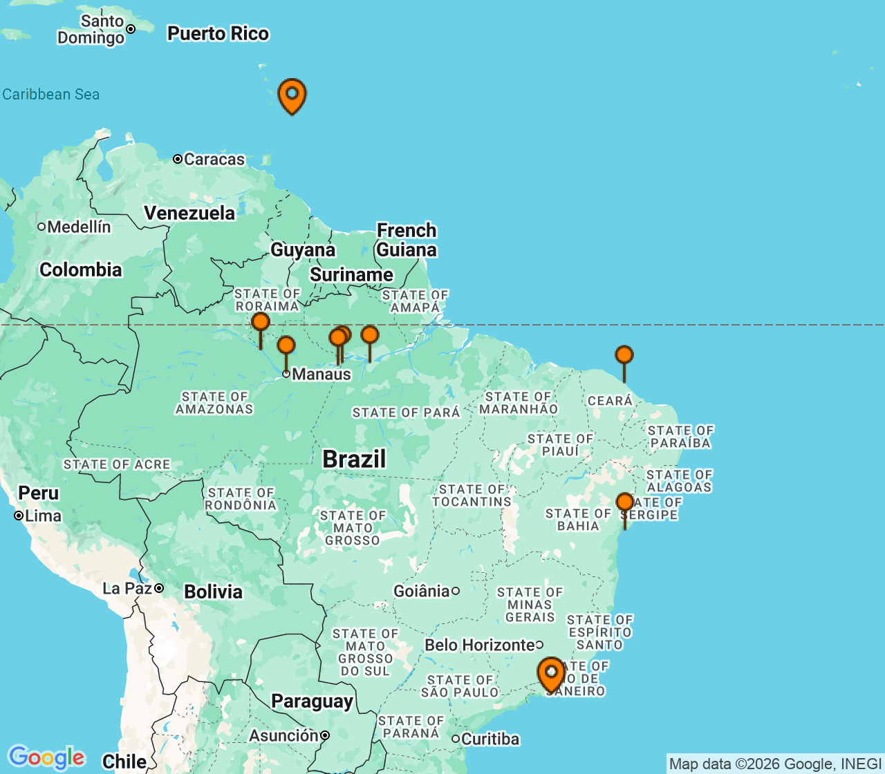 Harta itinerariu Croaziera 2028 - America de Sud (Rio de Janeiro, Brazilia) - Silversea Cruises - Silver Ray - 20 nopti