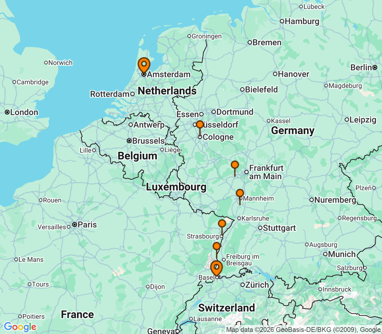 Harta itinerariu Croaziera 2028 - Europa de Nord (Amsterdam, Olanda) - Celebrity Cruises - Celebrity Roamer - 7 nopti