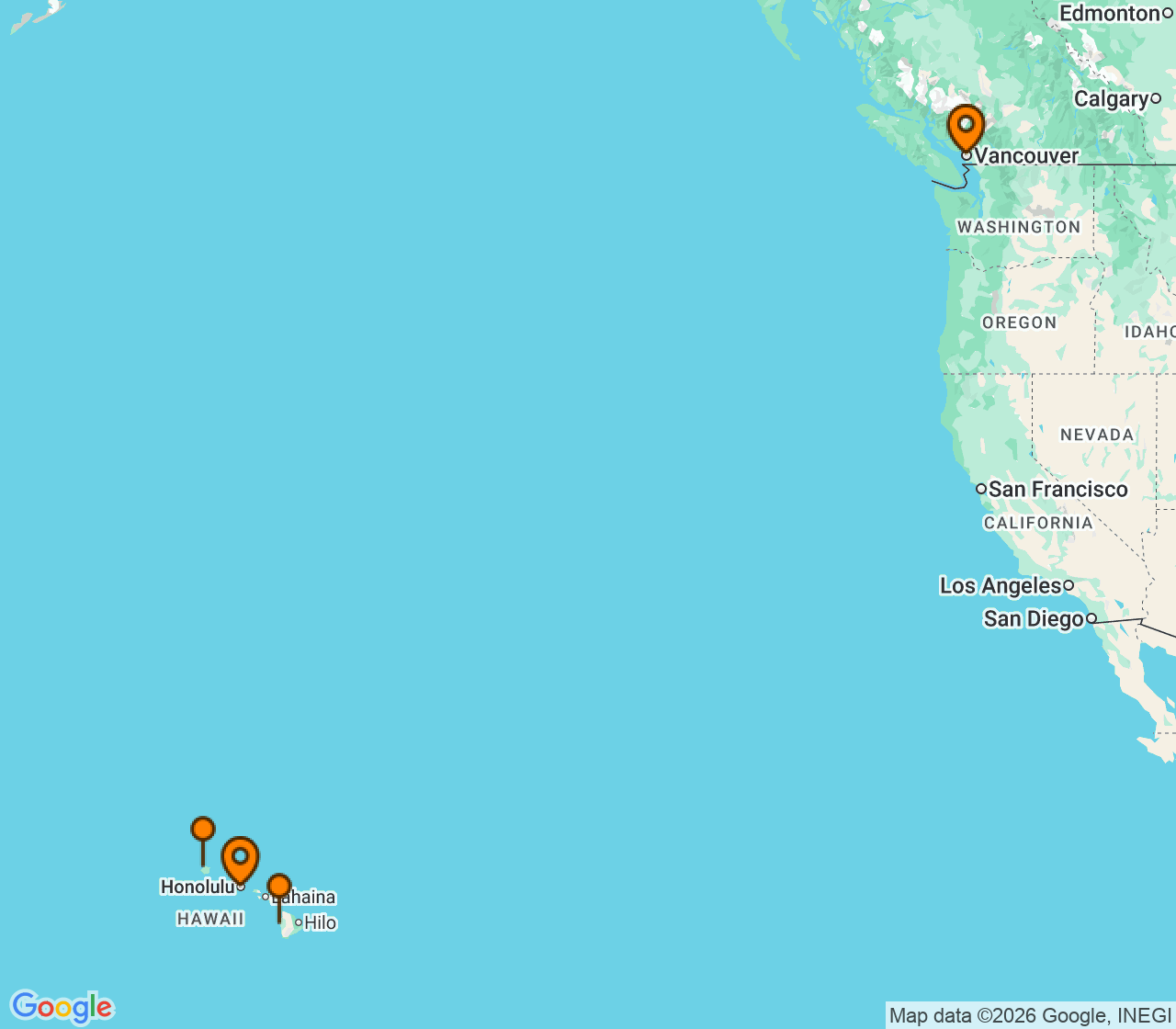 Harta itinerariu Croaziera 2028 - Hawaii (Honolulu, Oahu, HI) - Royal Caribbean Cruise Line - Anthem Of The Seas - 1 noapte