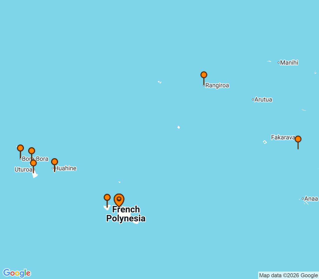 Harta itinerariu Croaziera 2027 - Tahiti si Pacificul de Sud (Papeete, Tahiti, Polinezia Franceza) - Windstar Cruises - Star Breeze - 17 nopti