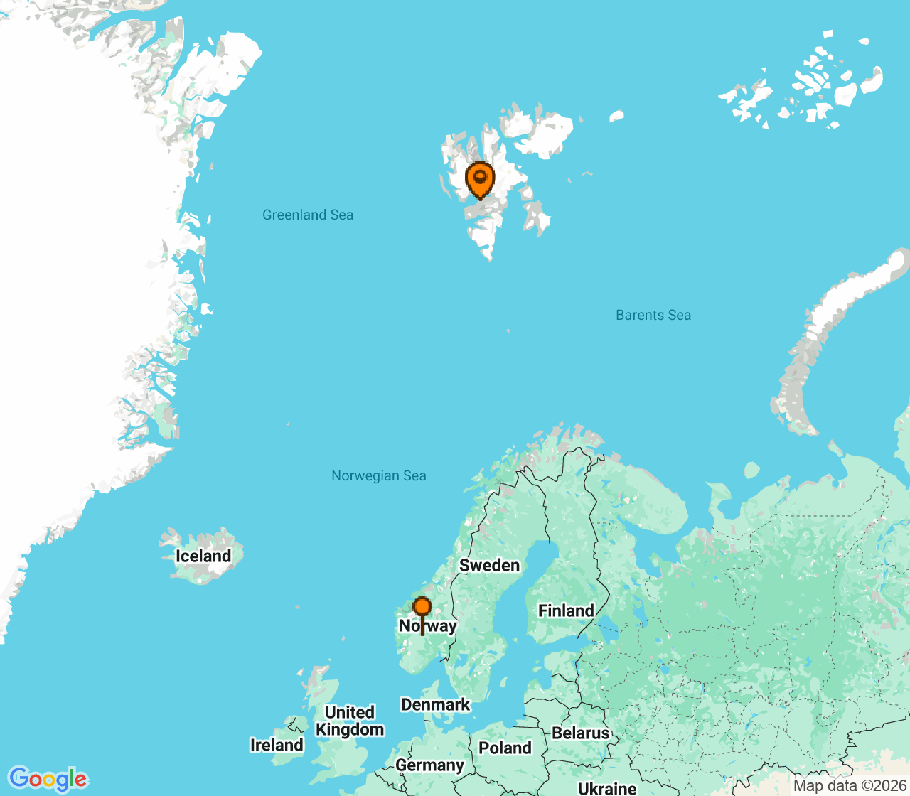 Harta itinerariu Croaziera 2028 - Europa de Nord (Longyearbyen, Spitsbergen, Norvegia) - Ponant - Le Commandant-Charcot - 12 nopti