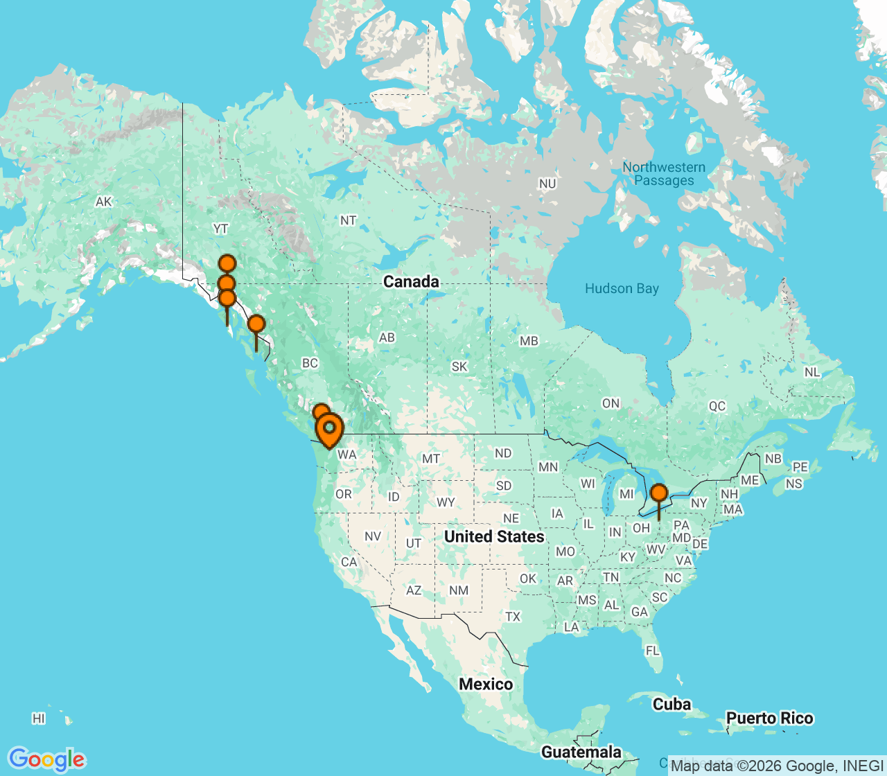 Harta itinerariu Croaziera 2028 - Alaska (Seattle, WA) - Norwegian Cruise Line - Norwegian Joy - 9 nopti