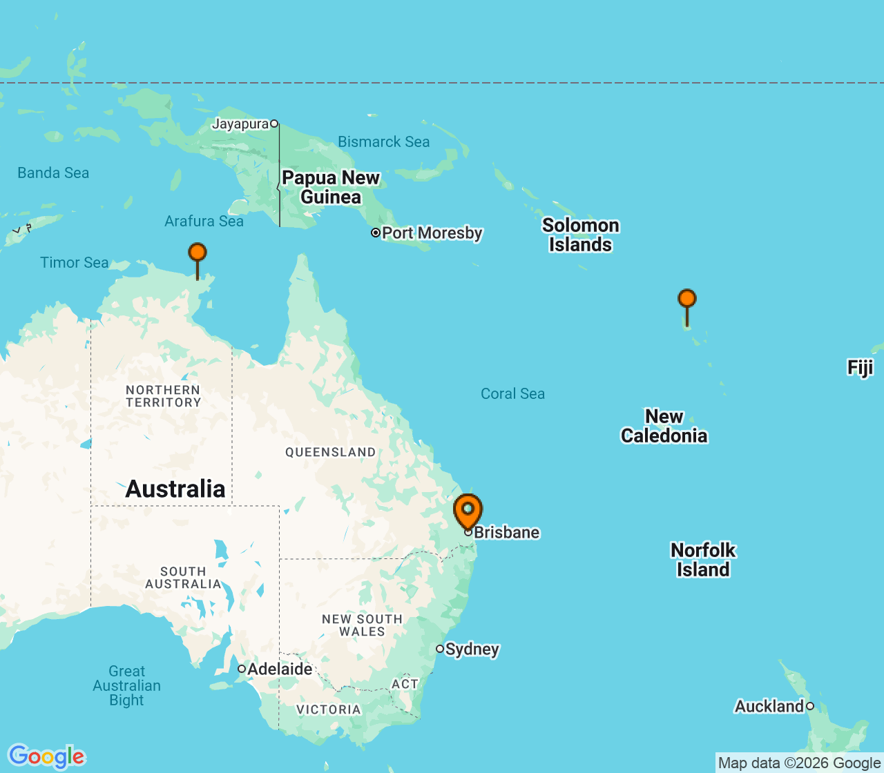 Harta itinerariu Croaziera 2027 - Tahiti si Pacificul de Sud (Brisbane, Australia) - Royal Caribbean Cruise Line - Voyager of the Seas - 7 nopti