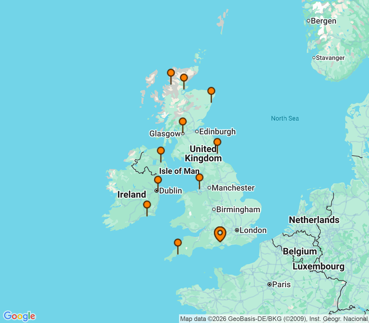 Harta itinerariu Croaziera 2028 - Europa de Nord (Southampton, Anglia) - Regent Seven Seas Cruises - Seven Seas Prestige - 14 nopti