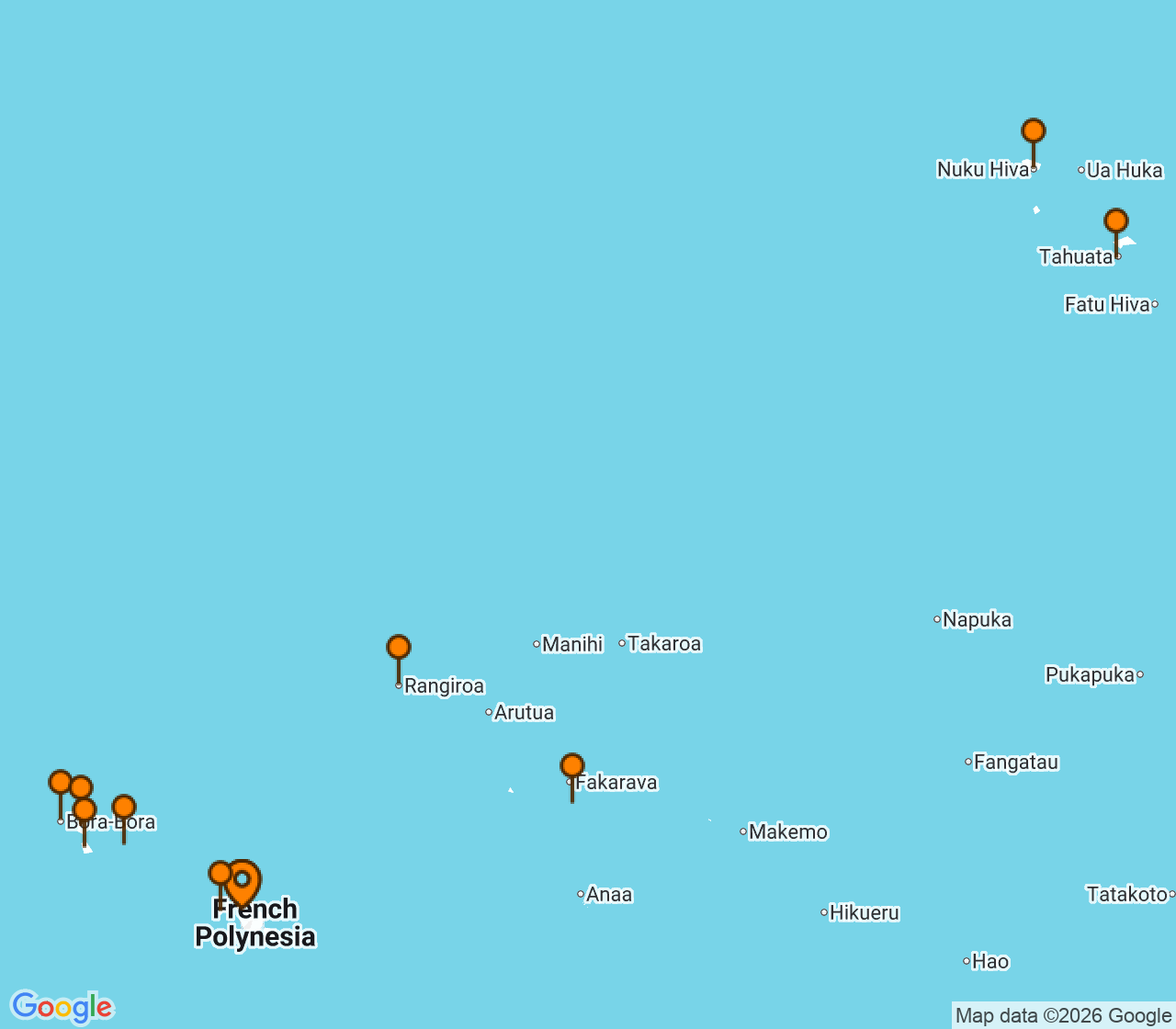 Harta itinerariu Croaziera 2027 - Tahiti si Pacificul de Sud (Papeete, Tahiti, Polinezia Franceza) - Silversea Cruises - Silver Whisper - 14 nopti