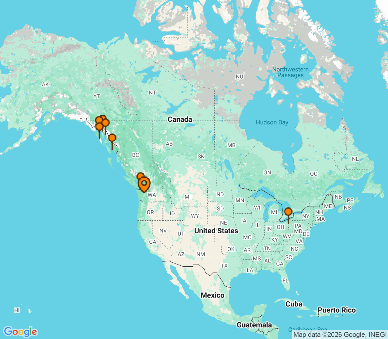 Harta itinerariu Croaziera 2028 - Alaska (Seattle, WA) - Norwegian Cruise Line - Norwegian Joy - 10 nopti