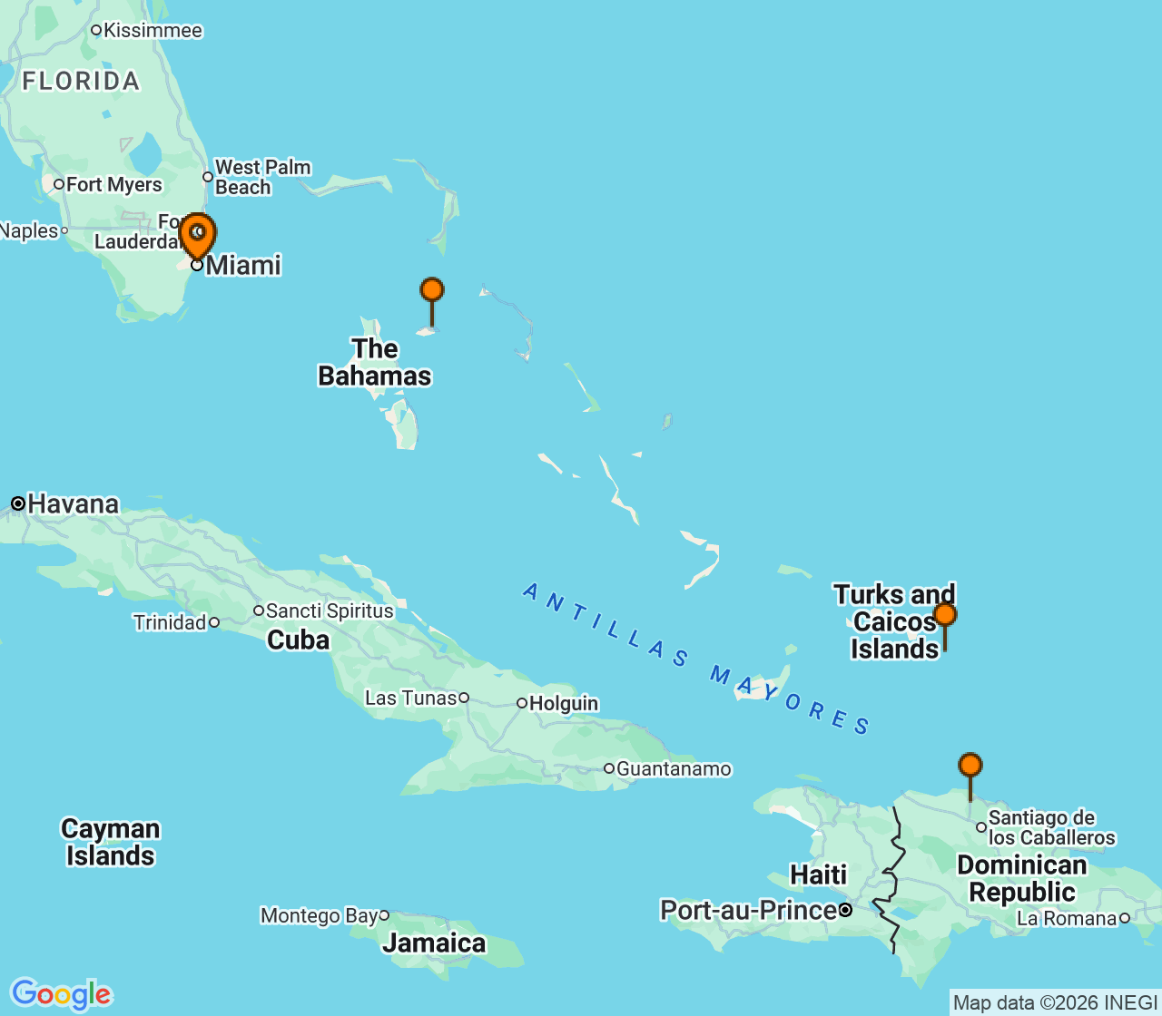Harta itinerariu Croaziera 2027 - Caraibe si America Centrala (Miami, FL) - Celebrity Cruises - Celebrity Beyond - 6 nopti