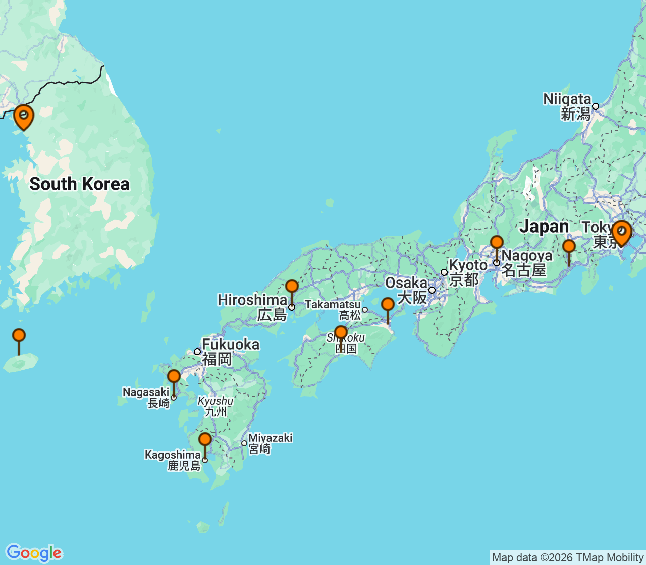 Harta itinerariu Croaziera 2027 - Asia (Orientul Indepartat) (Tokyo (Yokohama), Japonia) - Norwegian Cruise Line - Norwegian Jade - 9 nopti