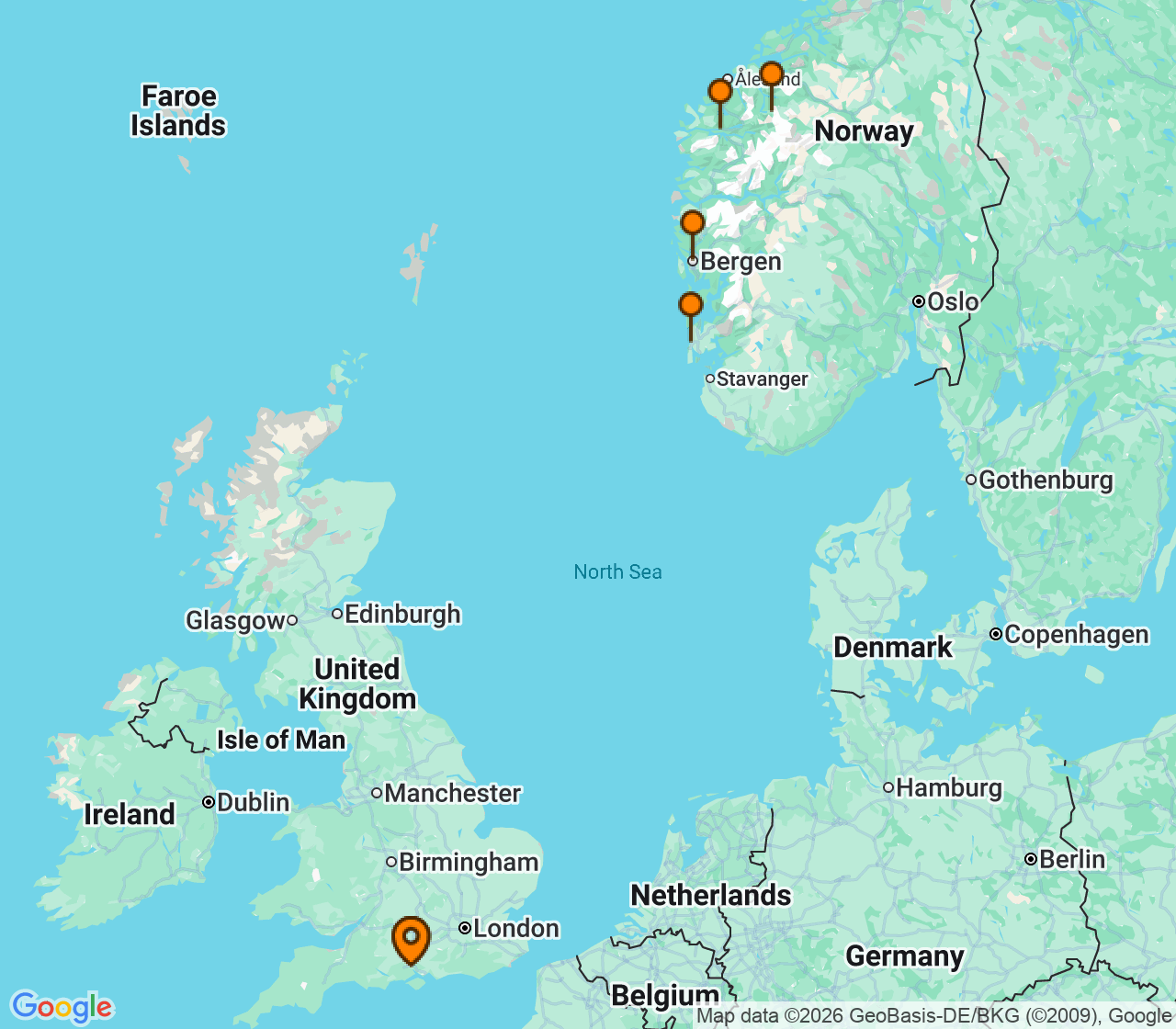 Harta itinerariu Croaziera 2028 - Europa de Nord (Southampton, Anglia) - Celebrity Cruises - Celebrity Beyond - 7 nopti
