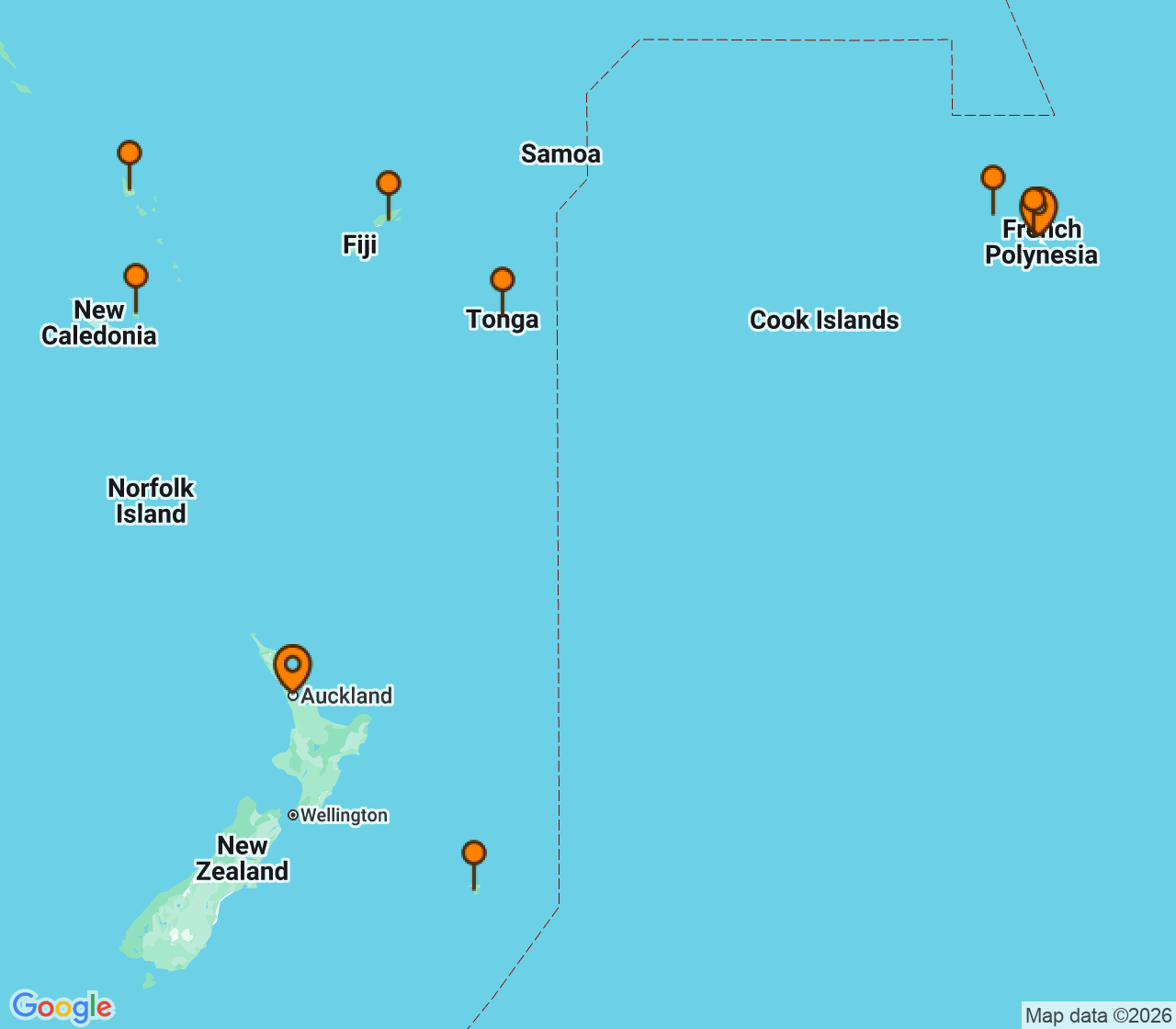 Harta itinerariu Croaziera 2029 - Grand Voyage si Tematice (Papeete, Tahiti, Polinezia Franceza) - Seabourn - Seabourn Quest - 16 nopti
