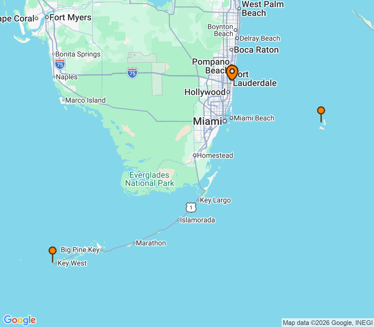 Harta itinerariu Croaziera 2026 - Caraibe si America Centrala (Fort Lauderdale, Florida) - Celebrity Cruises - Celebrity Reflection - 4 nopti