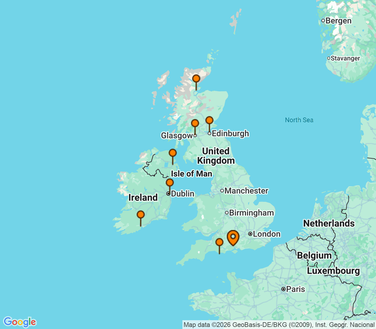 Harta itinerariu Croaziera 2028 - Europa de Nord (Southampton, Anglia) - Norwegian Cruise Line - Norwegian Star - 10 nopti