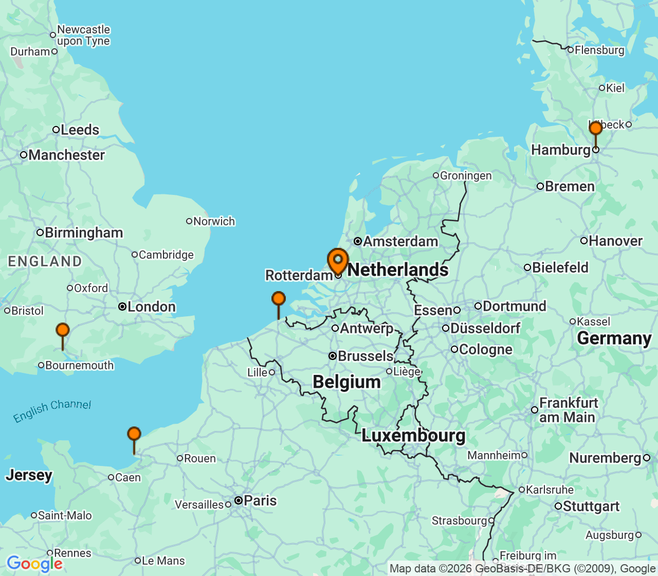 Harta itinerariu Croaziera 2027 - Europa de Nord (Rotterdam, Olanda) - MSC Cruises - MSC Preziosa - 8 nopti