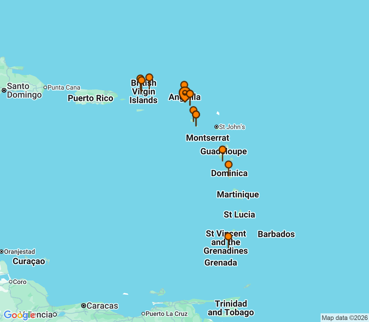 Harta itinerariu Croaziera 2027 - Caraibe si America Centrala (Philipsburg, St. Maarten) - Windstar Cruises - Wind Surf - 15 nopti